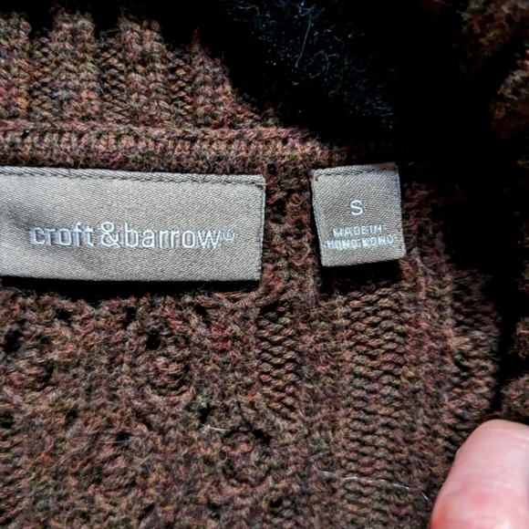 Chocolate brown cable zip up knit sweater - Picture 2 of 3